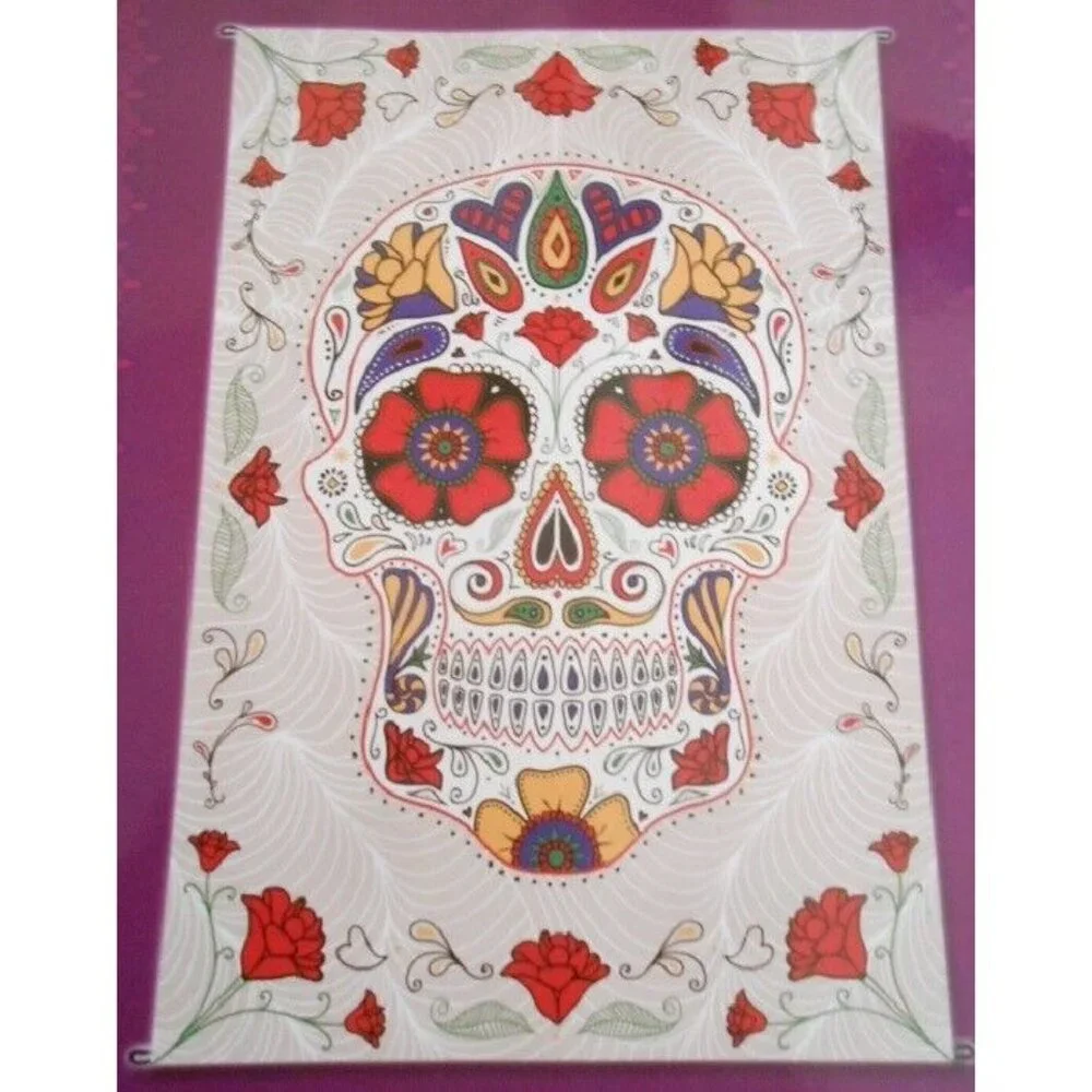 New 3D White Sugar Skull Wall Tapestry 60X90 Day of the Dead Skulls Bed Sheet